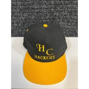 HC Hackers Snapback Hat Black Yellow Fitted Baseball Cap - 7 1/8